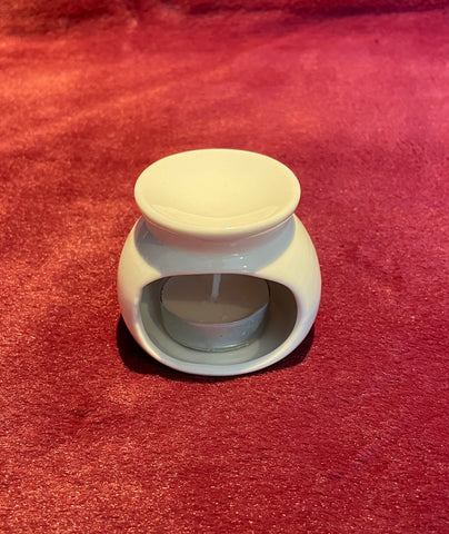 Mini Round Tea-Light Essential Oil Burner (White)