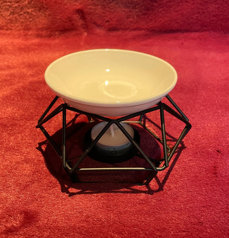 Metal Web Ceramic Dish Tea-Light Essential Oil Burner